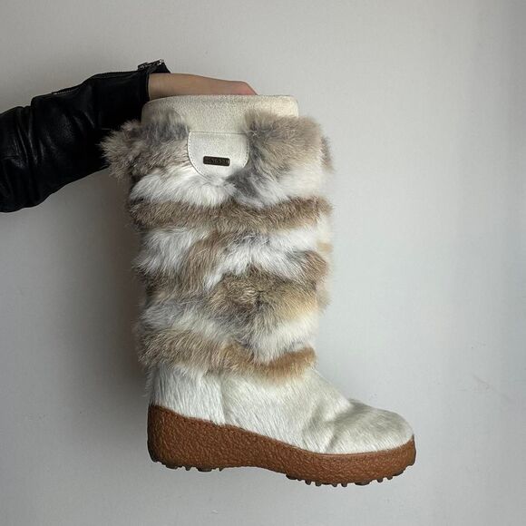 Vintage Y2K Oscar Sport Genuine Fur Made in Italy Winter Boots - Picture 2 of 8
